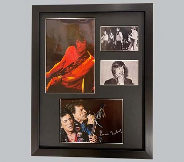 Rolling Stones Concert Photo Signed by Mick & Ronnie + 2 B&W Photos & Colour Photo