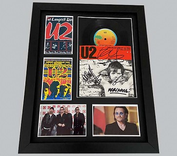 U2 "Two Hearts Beat As One" Signed 7" Record Sleeve + Record + 2 Posters & 2 Photos
