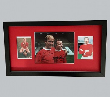 Bobby Charlton & Nobby Stiles Signed Colour Photo + 2 Colour Photos