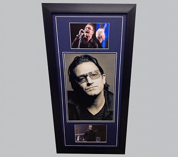 Bono Signed B&W Photo + 2 Colour Photos