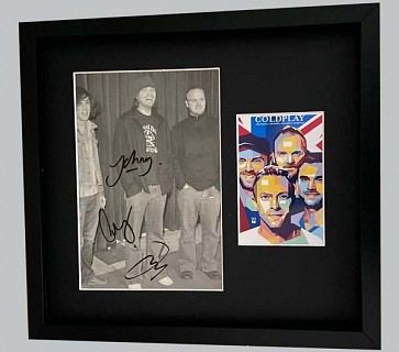 Coldplay Signed Black & White Photo + Colour Poster