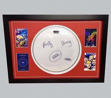 Coldplay Signed Drum Skin + 4 Colour Postcards