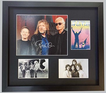 Led Zeppelin Signed Colour Photo + Concert Poster & 2 B&W Photos
