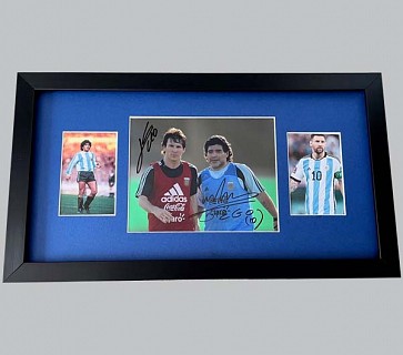 Messi & Maradona Signed Colour Photo + 2 Colour Photos