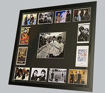 Oasis Black & White Photo Signed by Liam & Noel + 9 Photos & 3 Postcards
