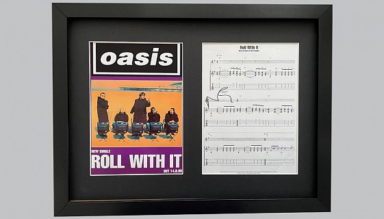 Oasis "Roll With It" Music Sheet Signed by Noel + Poster