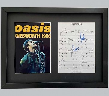 Oasis "Supersonic" Music Sheet Signed by Liam & Andy + Poster