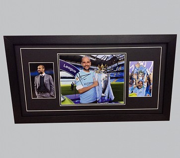 Pep Guardiola Signed Manchester City Colour Photo + 2 Photos