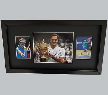 Roger Federer Signed Wimbledon Colour Photo + 2 Colour Photos