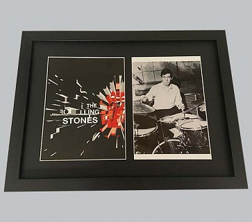 Rolling Stones Poster Signed by Charlie Watts + B&W Photo