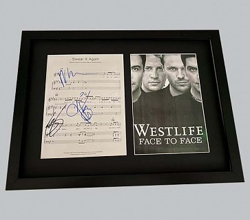 Westlife "Swear It Again" Signed Music Sheet + Black & White Poster