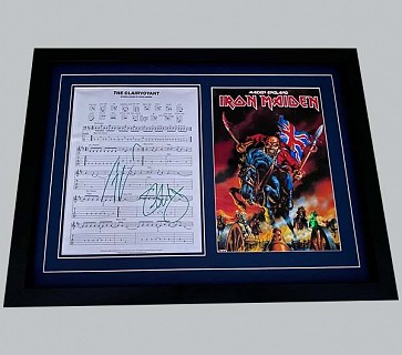 Iron Maiden "The Clairvoyant" Music Sheet Signed by Steve Harris & Janick Gers + Colour Poster