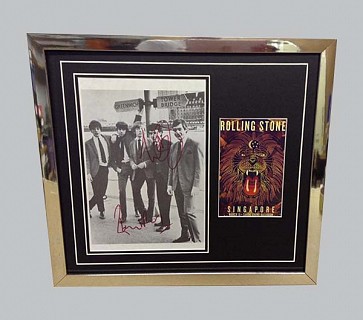 Rolling Stones B&W Photo Signed by Ronnie & Charlie + Concert Poster