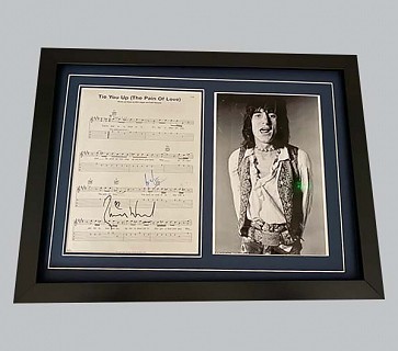Ronnie Wood "Tie You Up" Signed Song Sheet + B&W Photo