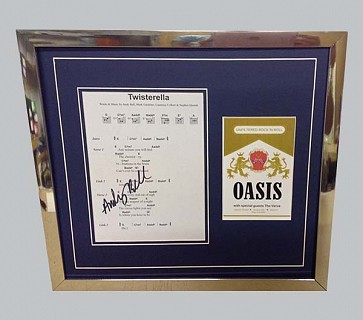 Oasis "Twisterella" Music Sheet Signed by Andy Bell + Poster