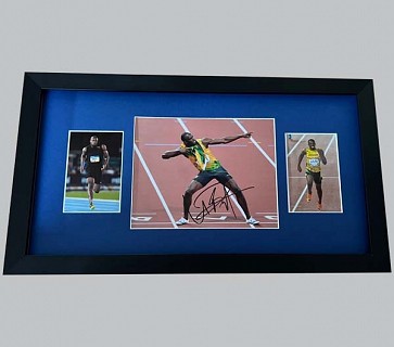 Usain Bolt Signed Colour Photo + 2 Colour Photos