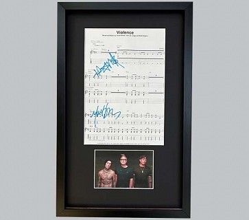 Blink-182 "Violence" Music Sheet Signed by Travis & Mark