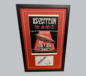 Jimmy Page & Noel Gallagher Signed Postcard + Led Zeppelin Poster