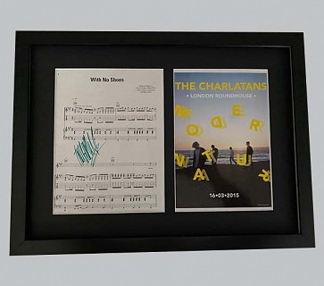 The Charlatans "With No Shoes" Music Sheet Signed by Tim + Concert Poster