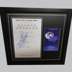 Yes "Owner Of A Lonely Heart" Signed Song Sheet