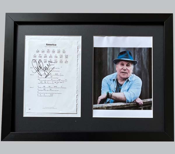 Paul Simon "America" Signed Music Sheet + Colour Photo