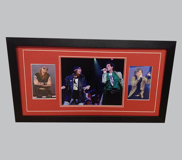 Axl Rose & Mick Jagger Signed Concert Photo + 2 Colour Photos