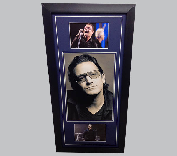 Bono Signed B&W Photo + 2 Colour Photos