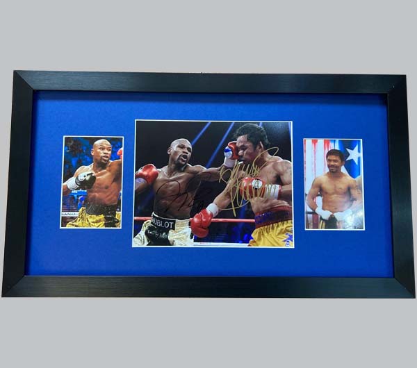 Floyd Mayweather & Manny Pacquiao Signed Photo + 2 Photos