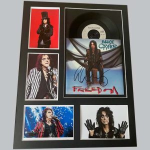 Alice Cooper "Freedom" Signed 7" Record Sleeve + 7" Record & 4 Colour Photos