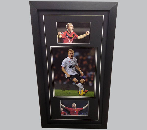 Paul Scholes Signed Man Utd Colour Photo + 2 Photos