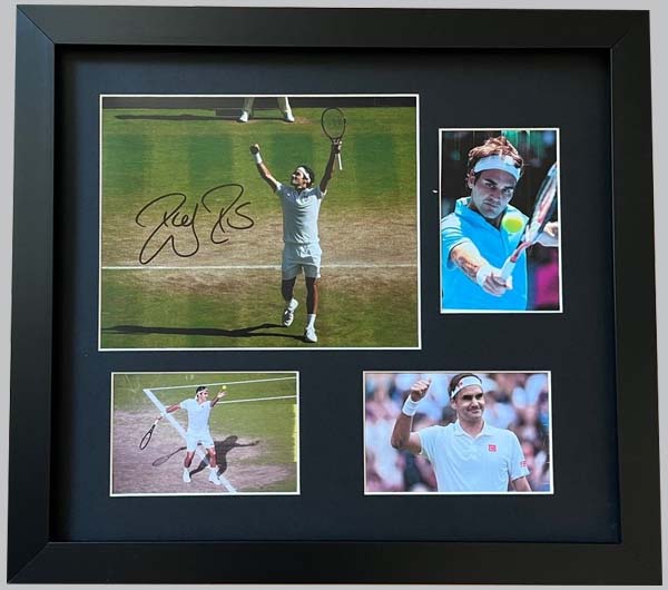 Roger Federer Signed Colour Photo + 3 Photos