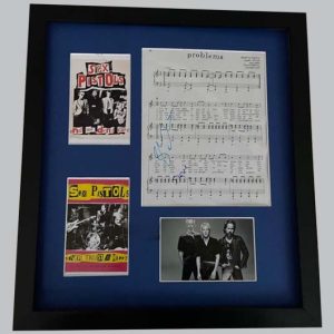 Sex Pistols "Problems" Song Sheet Signed by Steve Jones + 2 Posters & Photo