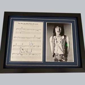 Ronnie Wood "Tie You Up" Signed Song Sheet + B&W Photo