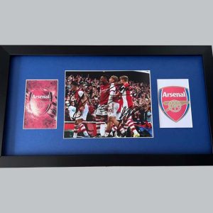 Arsenal Colour Photo Signed by Xhaka, Aubameyang, Odegaard & Smith Rowe + 2 Postcards