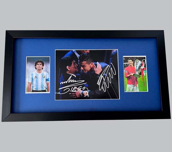 Maradona & Ronaldo Signed Colour Photo + 2 Colour Photos