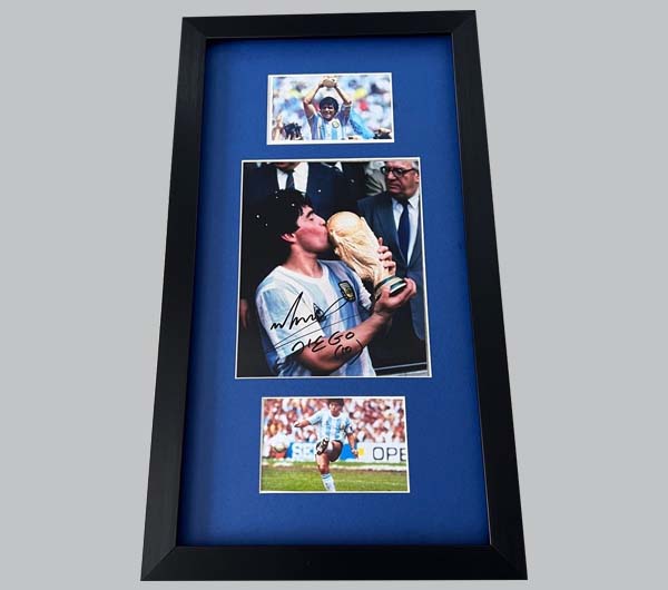 Diego Maradona Signed Colour Photo + 2 Colour Photos