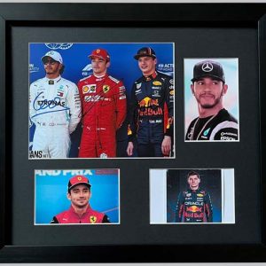 Hamilton, Leclerc & Verstappen Signed Colour Photo + 3 Photos