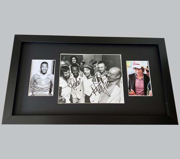 Mick Jagger & Pele Signed Photo + 2 Photos