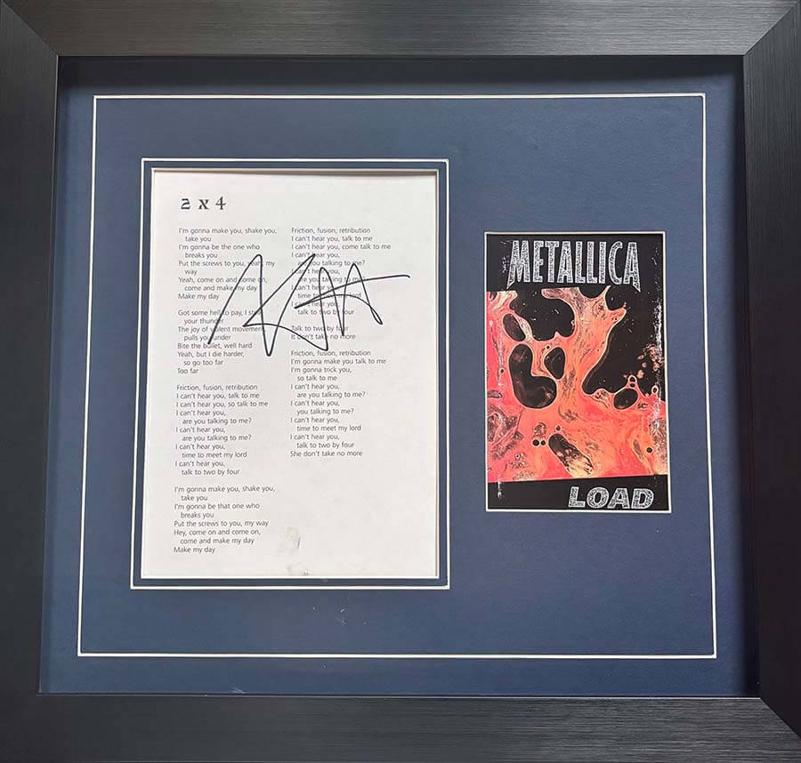 Metallica 2x4 Music Sheet Signed by Kirk Hammett