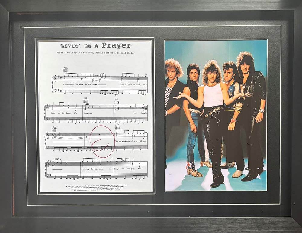 Livin' On A Prayer Signed Song Sheet